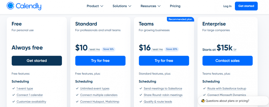Calendly Pricing