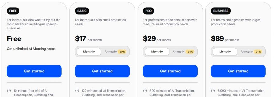 Happy Scribe Pricing