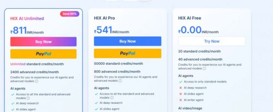 HIX AI Pricing
