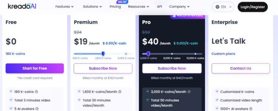 KreadoAI Pricing