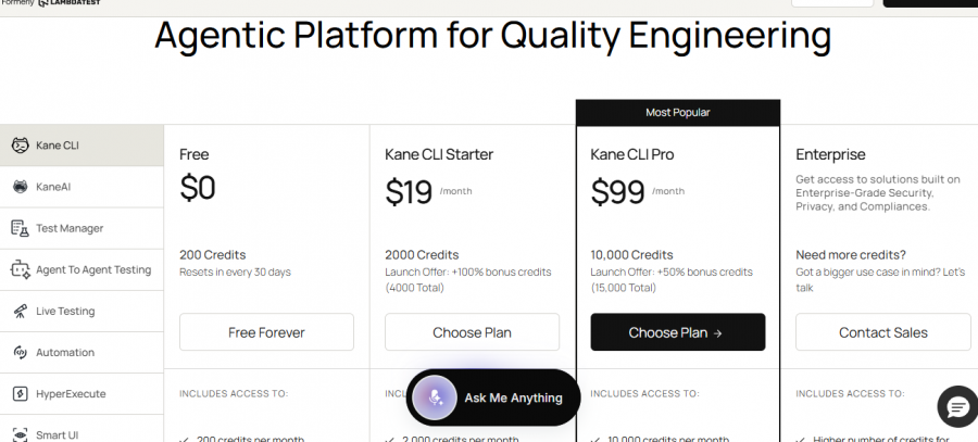 LambdaTest Pricing