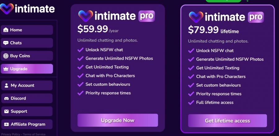 myintimate.app Pricing