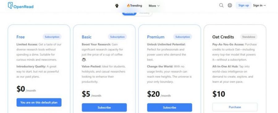 OpenRead Academy Pricing