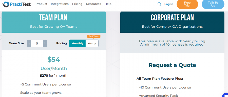 PractiTest Pricing