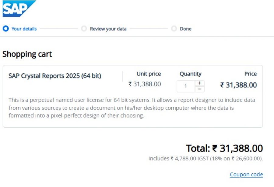 SAP Crystal Reports Pricing