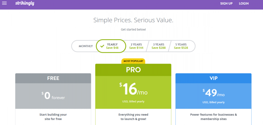 Strikingly Pricing