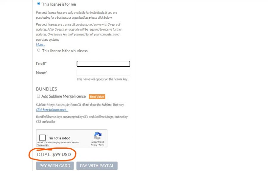 Sublime Text Pricing