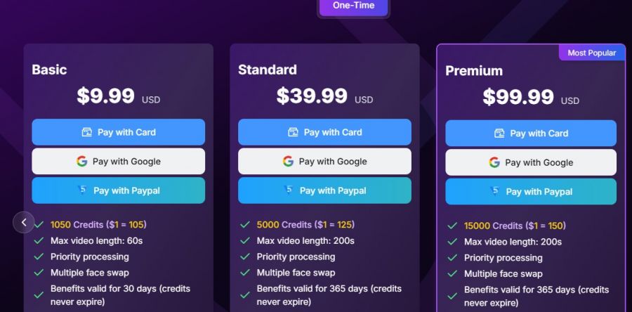 swapface Pricing