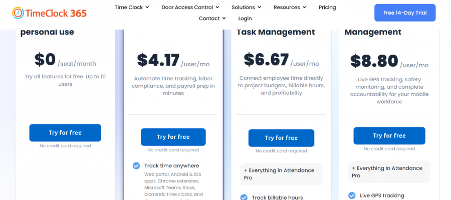 Timeclock 365 Pricing