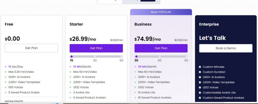 vidnoz AI Pricing