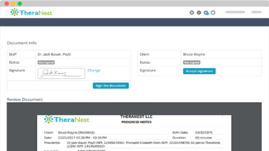 TheraNest features